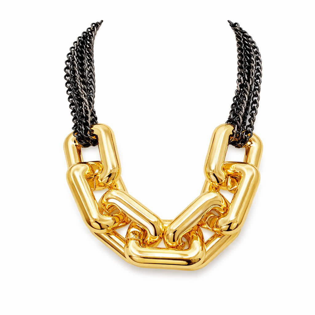 Naszyjnik z grubego, dwukolorowego łańcuszka z ogniwami