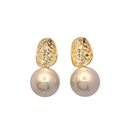 Kolczyki z metalu z okrągłymi perłami kaboszonowymi